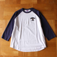 【WHITE/PURPLE NAVY】BASEBALL TEE-八分袖ラグランシャツ-